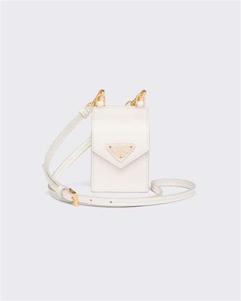 prada earphone case|White Saffiano leather earphone case .